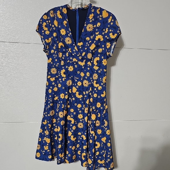 eshakti Dresses & Skirts - eShakti Blue and Yellow Floral Mini Dress